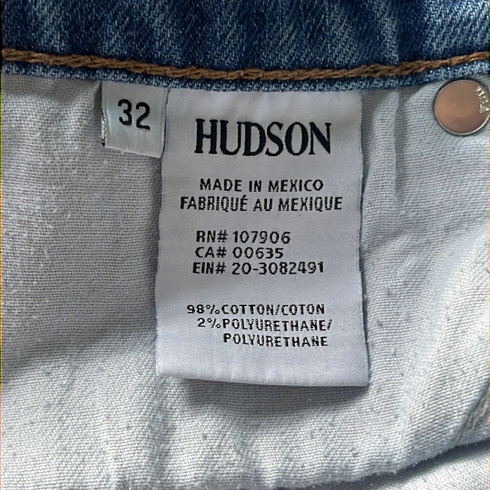 Hudson Riley Luxe Crop Relaxed Straight Raw Hem Button Fly Distressed Jeans 32 - Picture 13 of 15